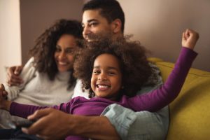 family on the couch