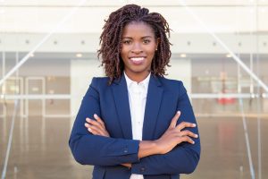 woman with confident smile